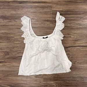 White lace cropped tank top blouse